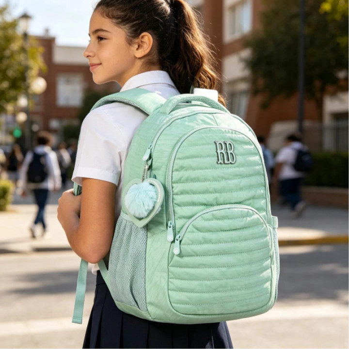 Clio Style x Rebecca Bonbon, mochila escolar lila con textura de rombos, RB3522LL