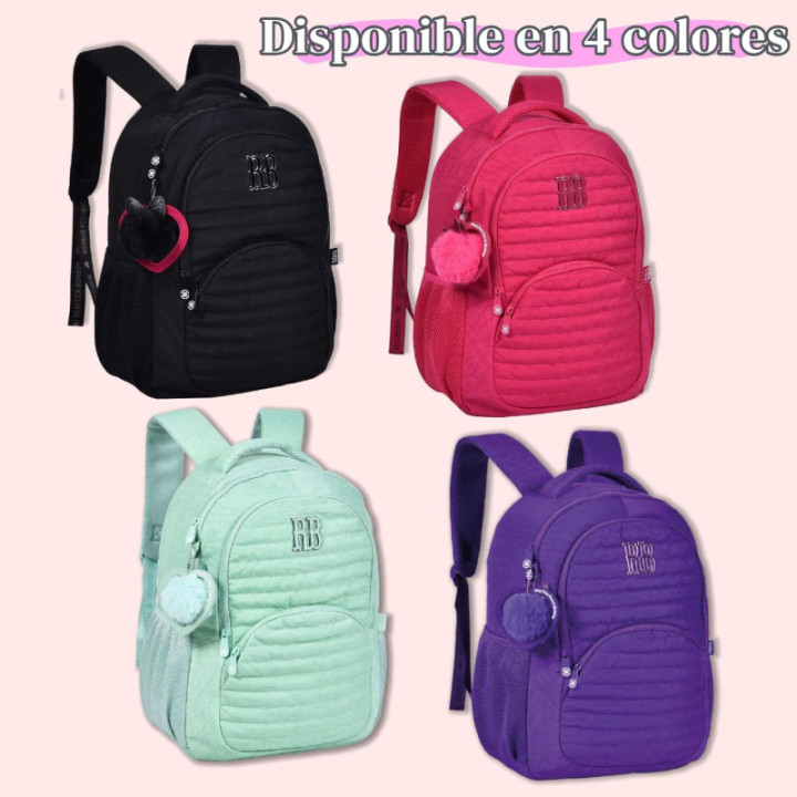 Clio Style x Rebecca Bonbon, mochila escolar lila con textura de rombos, RB3522LL