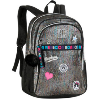 Clio Style x Rebecca Bonbon, mochila escolar de 17 pulgadas, negro, RB3213PT