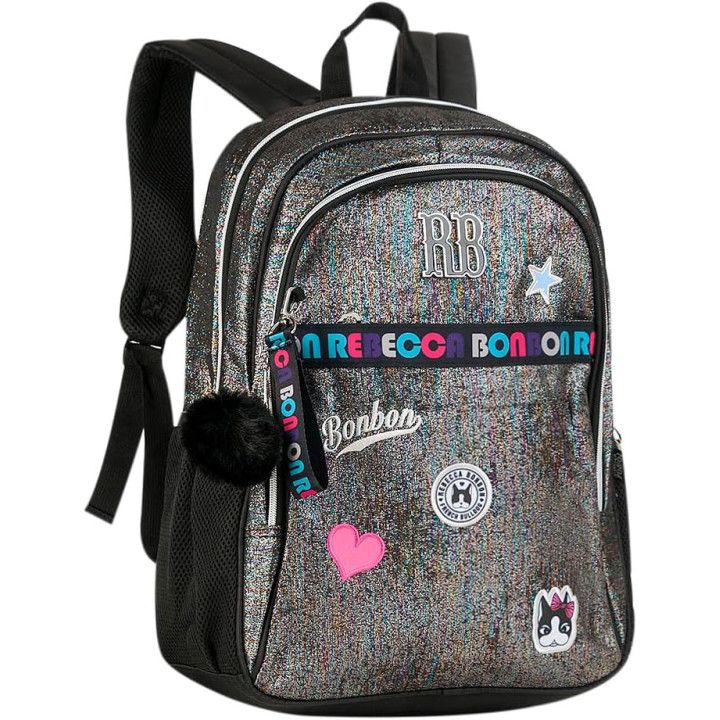 Clio Style x Rebecca Bonbon, mochila escolar de 17 pulgadas, negro, RB3213PT