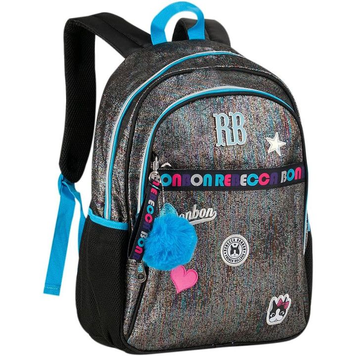 Clio Style x Rebecca Bonbon, mochila escolar de 17 pulgadas, negro, RB3213PT