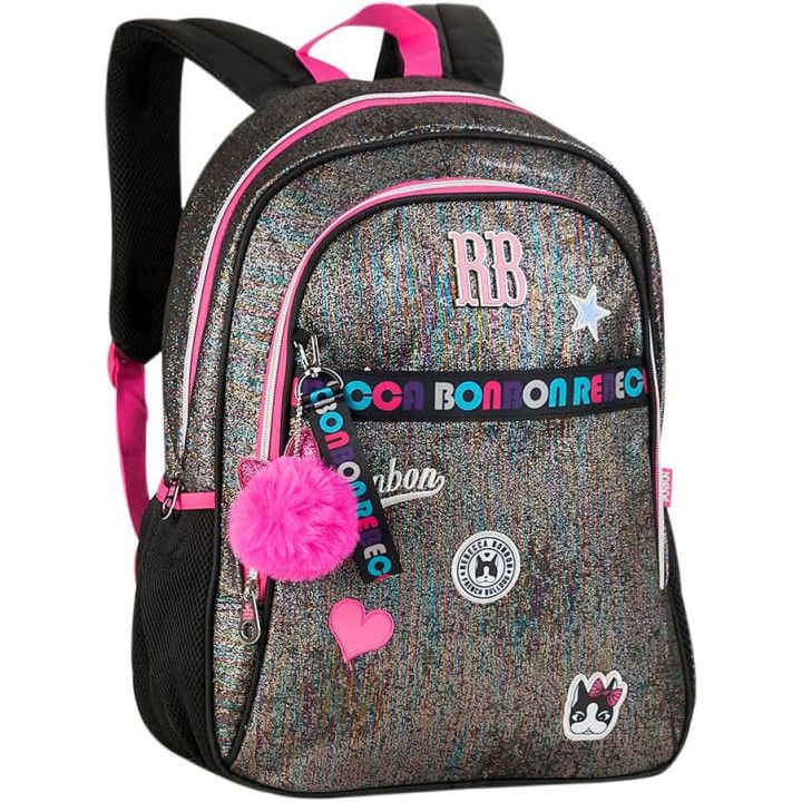 Clio Style x Rebecca Bonbon, mochila escolar de 17 pulgadas, negro, RB3213PT
