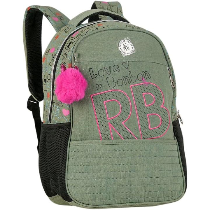 Clio Style x Rebecca Bonbon, mochila escolar de 17 pulgadas, verde B, RB3165VD