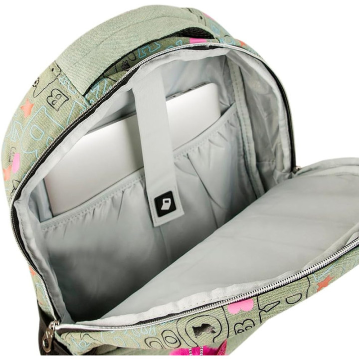 Clio Style x Rebecca Bonbon, mochila escolar de 17 pulgadas, verde B, RB3165VD