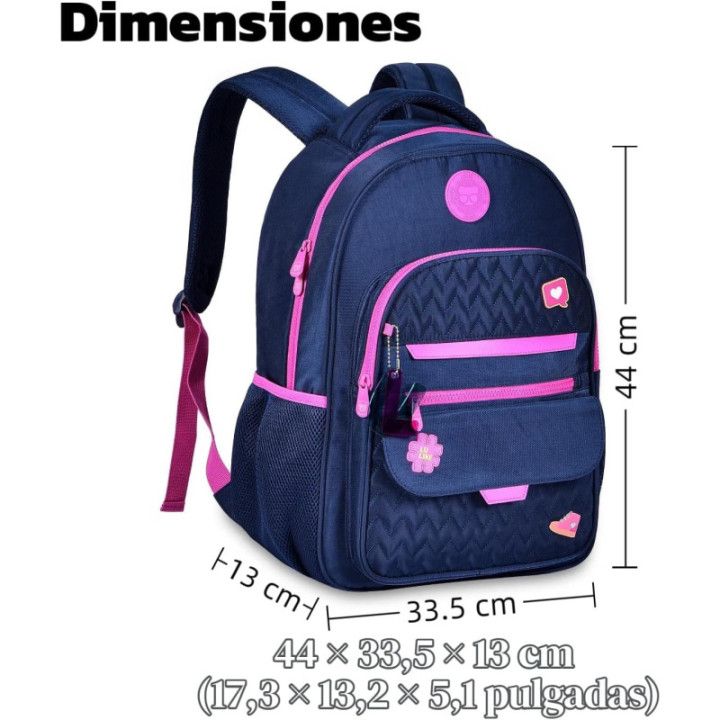 Clio Style, mochila escolar de gran capacidad, azul 1, LU24089AZ