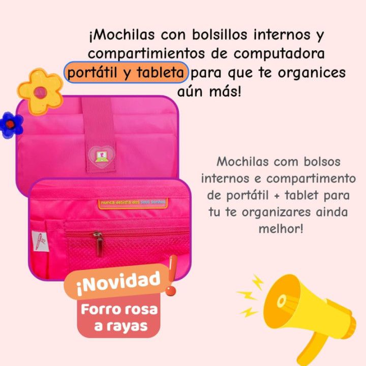 Clio Style x Luluca, mochila escolar de gran capacidad, rosa 2, LU24074RS