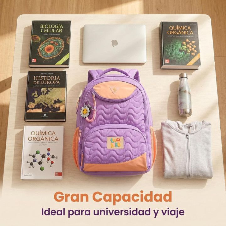 Clio Style x Luluca, mochila escolar de gran capacidad, LU24073RS