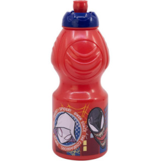 Stor botella infantil Spider-Man de 400 ml, plástico con tapón antigoteo