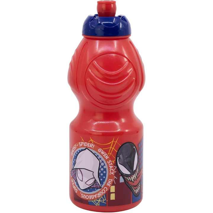 Stor botella infantil Spider-Man de 400 ml, plástico con tapón antigoteo