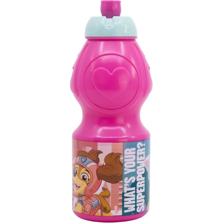 Stor botella infantil Patrulla Canina de 400 ml, plástico con tapón antigoteo