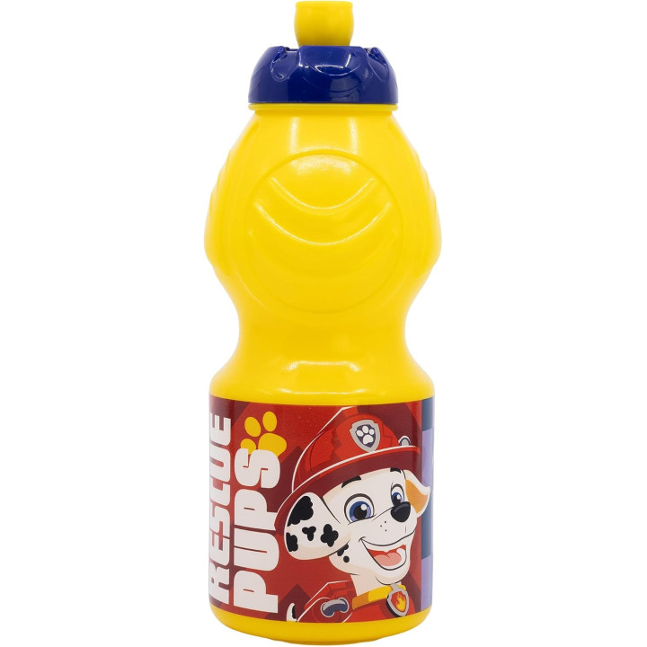 Stor botella infantil Patrulla Canina de 400 ml, plástico con tapón antigoteo