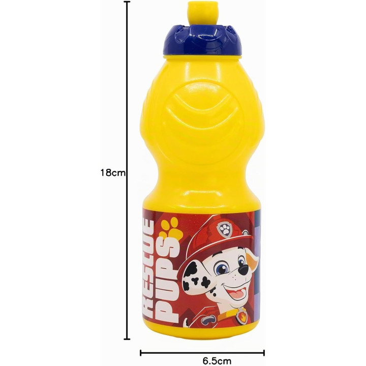 Stor botella infantil Patrulla Canina de 400 ml, plástico con tapón antigoteo