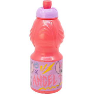 Stor botella infantil Stitch de 400 ml, plástico con tapón antigoteo