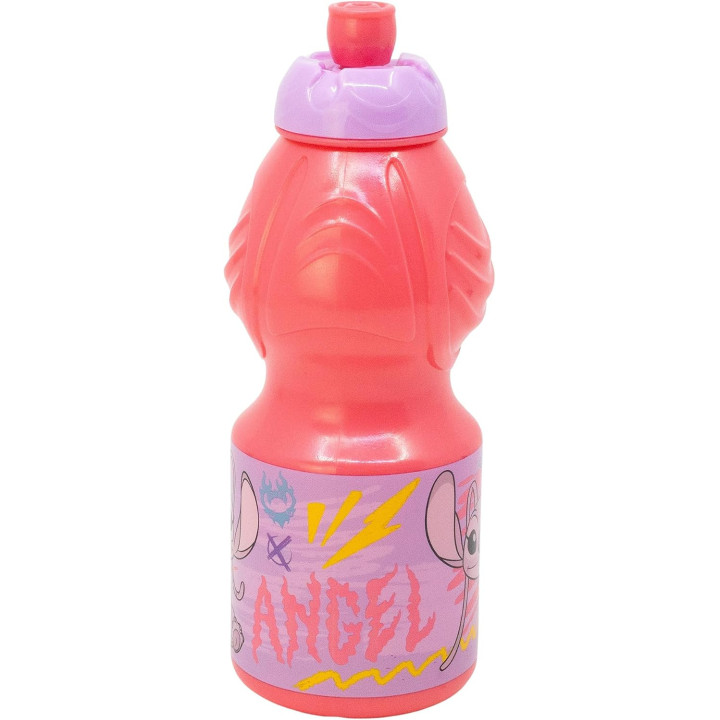 Stor botella infantil Stitch de 400 ml, plástico con tapón antigoteo