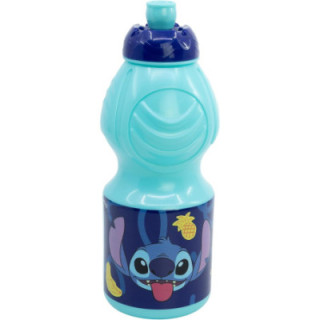 Stor botella infantil Stitch de 400 ml, plástico con tapón antigoteo