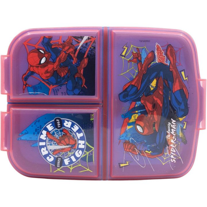 Stor fiambrera infantil Spider-Man, 3 compartimentos y 2156 ml