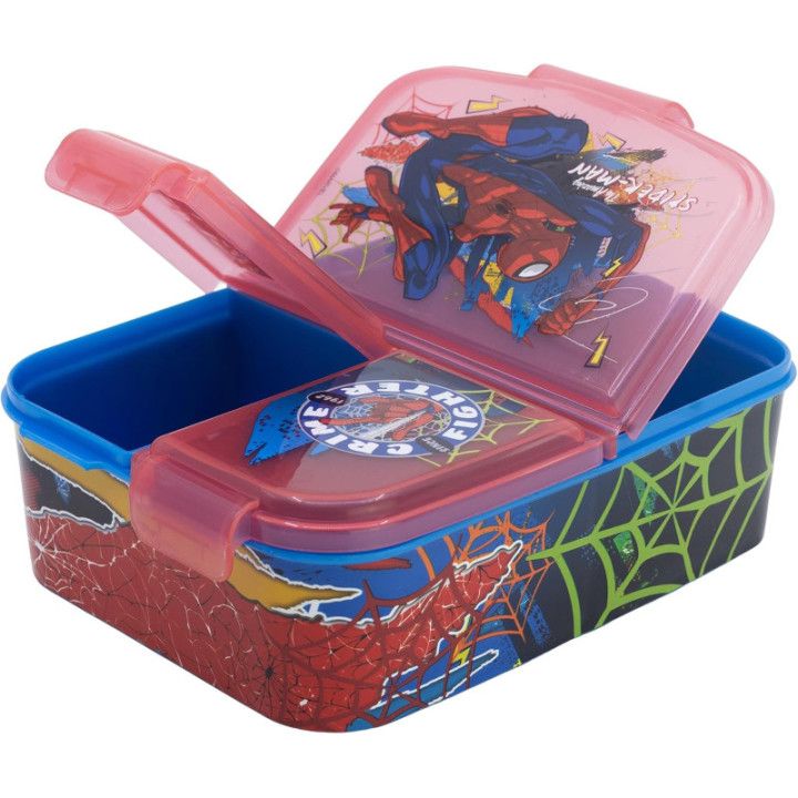Stor fiambrera infantil Spider-Man, 3 compartimentos y 2156 ml