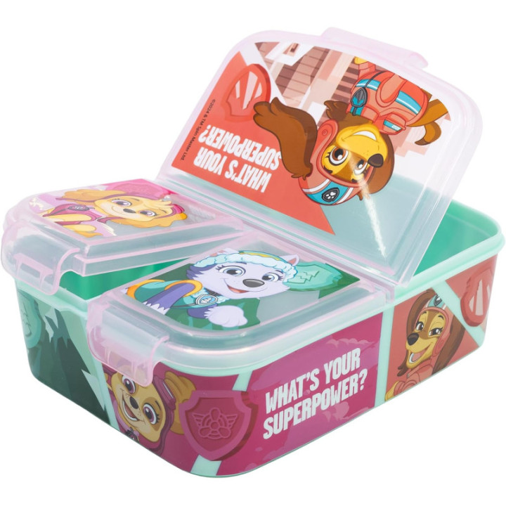 Stor fiambrera infantil Patrulla Canina Girl Superpowers, 3 compartimentos