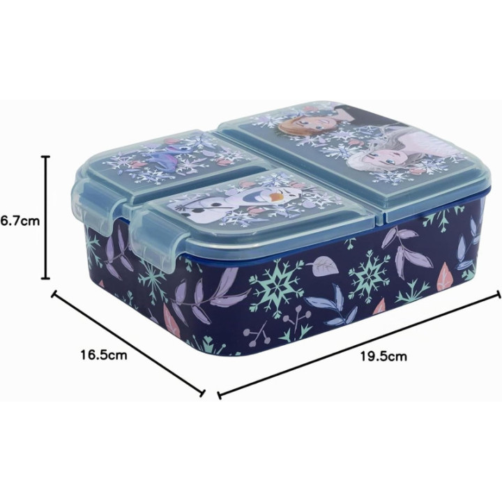 Stor fiambrera infantil Frozen Snowy Tale, 3 compartimentos