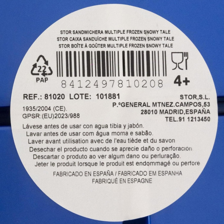 Stor fiambrera infantil Frozen Snowy Tale, 3 compartimentos