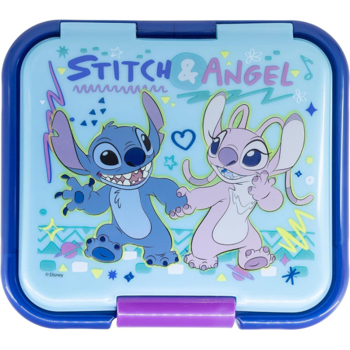 Stor fiambrera infantil Stitch, 3 compartimentos y 1786 ml