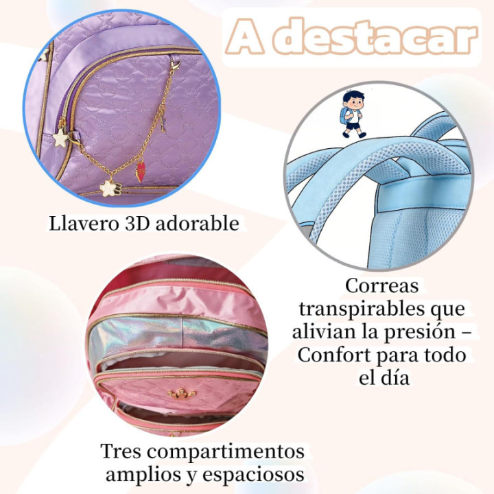 Clio Style mochila escolar con ruedas lila, 40 × 30 × 13 cm, SQ3540JLL