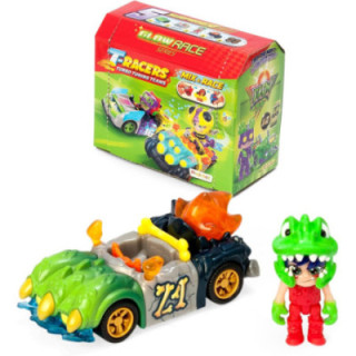T-Racers Glow Race, coche desmontable y piloto sorpresa coleccionable