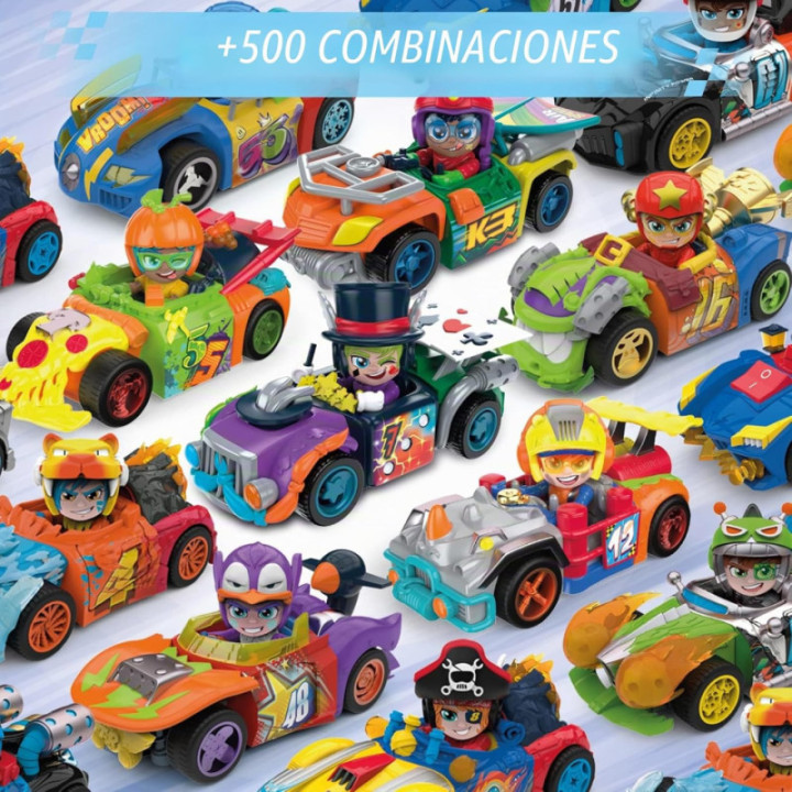 T-Racers Glow Race, coche desmontable y piloto sorpresa coleccionable