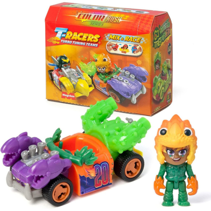 T-Racers Color Rush, coche desmontable y piloto sorpresa coleccionable