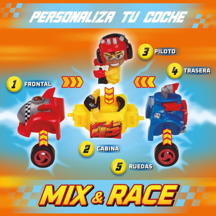 T-Racers Color Rush, coche desmontable y piloto sorpresa coleccionable