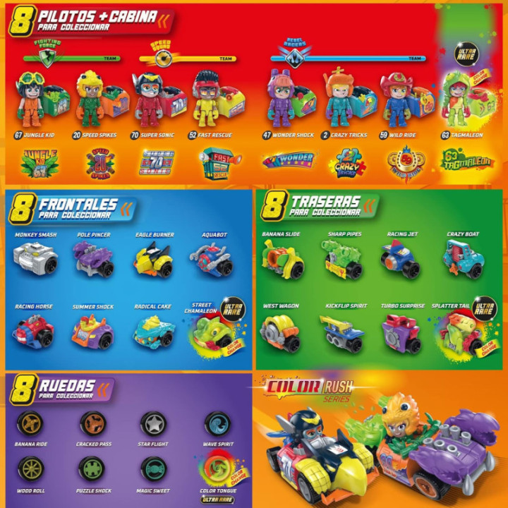 T-Racers Color Rush, coche desmontable y piloto sorpresa coleccionable