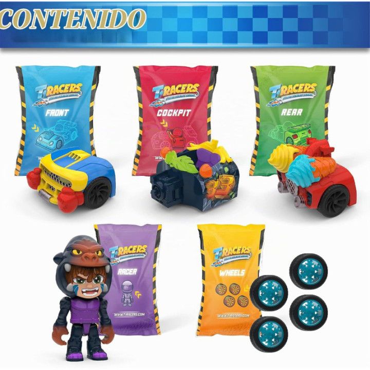 T-Racers Serie 2, coche desmontable y piloto sorpresa coleccionable