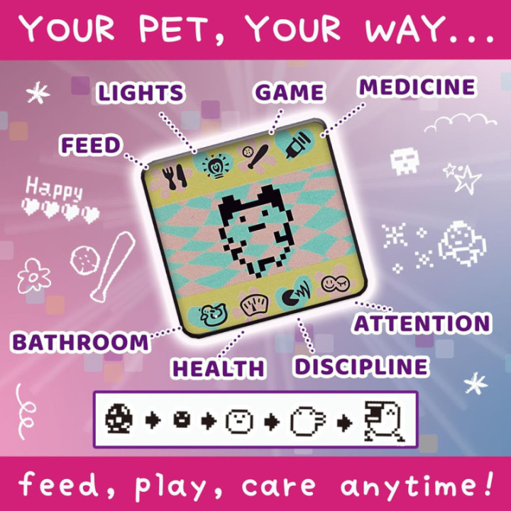 Bandai Tamagotchi Original, mascota virtual Denim Patches