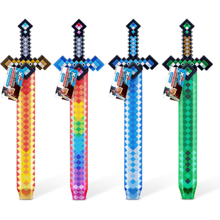 ZURU X-Shot espada Pixel de goma espuma, pack de 4