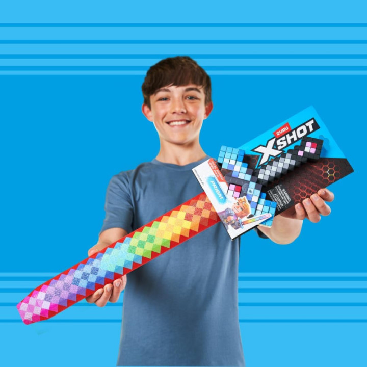 ZURU X-Shot espada Pixel de goma espuma, pack de 4