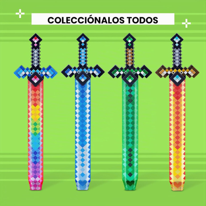 ZURU X-Shot espada Pixel de goma espuma, pack de 4