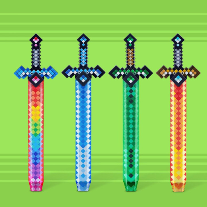 ZURU X-Shot espada Pixel de goma espuma, pack de 4