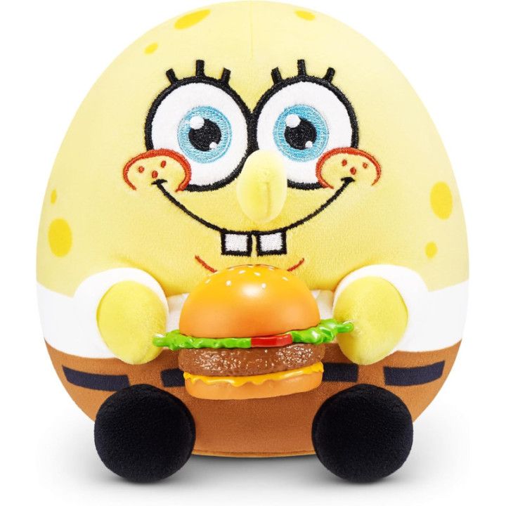 ZURU Snackles Bob Esponja, peluche de 13 cm con accesorio de snack