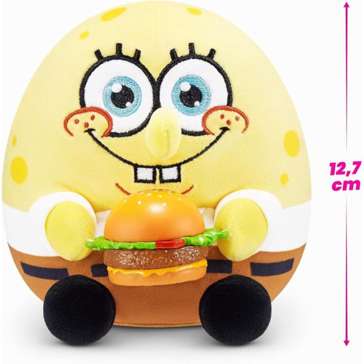 ZURU Snackles Bob Esponja, peluche de 13 cm con accesorio de snack