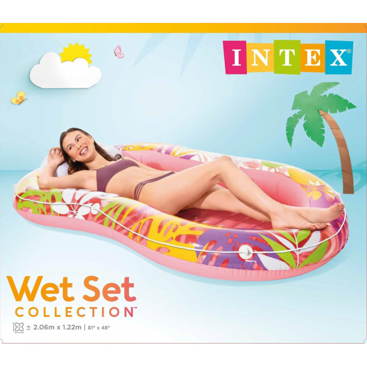 Intex 57803EU Tropical Oasis, tumbona hinchable con almohada, color surtido