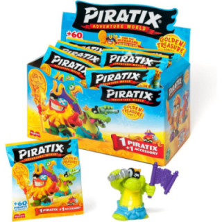 Piratix Golden Treasure, caja de 24 sobres sorpresa con figura y accesorio