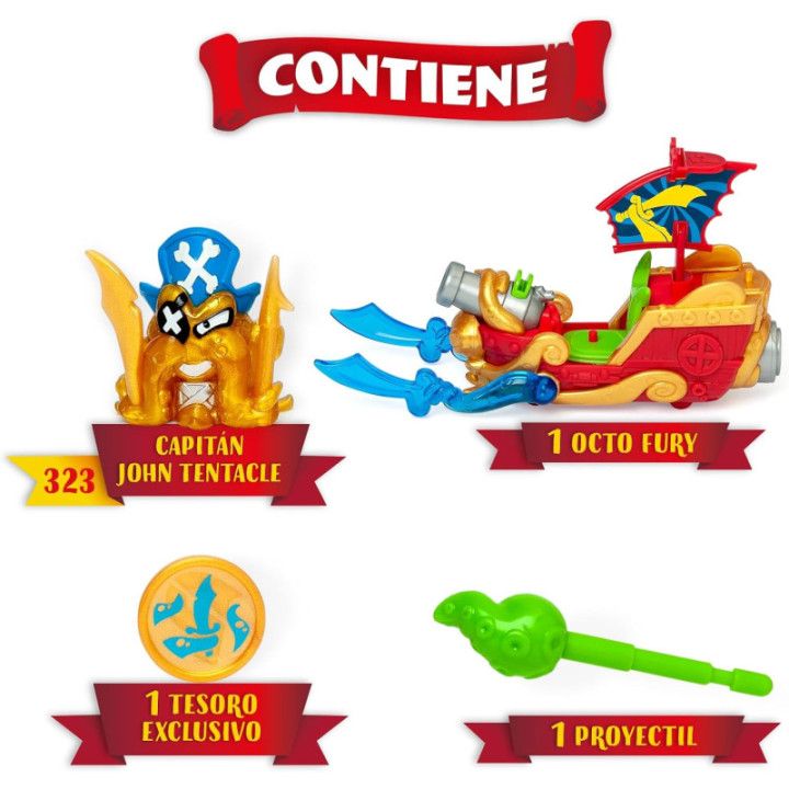 Piratix Adventure World Octo Fury, barco pirata con capitán y tesoro exclusivos
