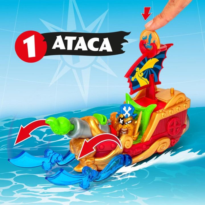 Piratix Adventure World Octo Fury, barco pirata con capitán y tesoro exclusivos