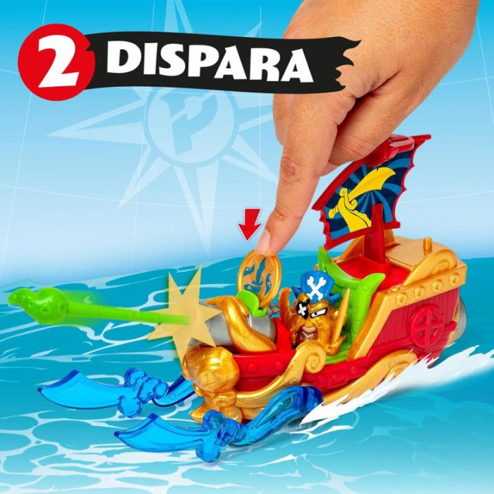 Piratix Adventure World Octo Fury, barco pirata con capitán y tesoro exclusivos