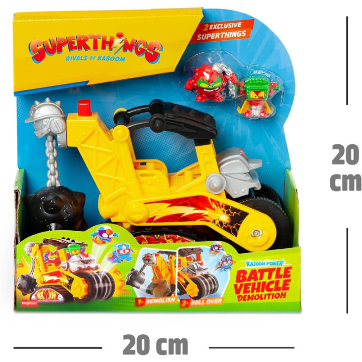 SUPERTHINGS Battle Vehicles Demolition, vehículo con 2 figuras exclusivas