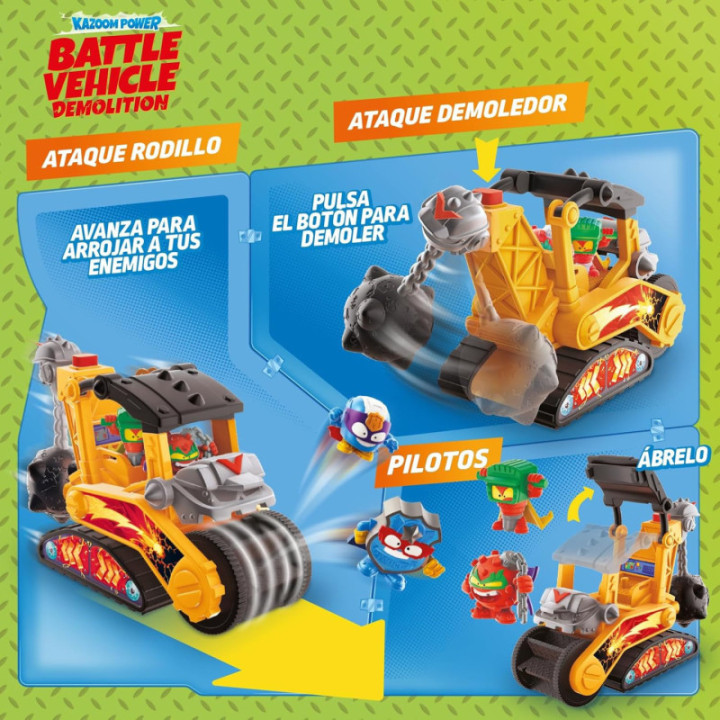 SUPERTHINGS Battle Vehicles Demolition, vehículo con 2 figuras exclusivas