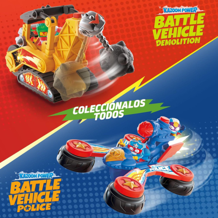 SUPERTHINGS Battle Vehicles Demolition, vehículo con 2 figuras exclusivas