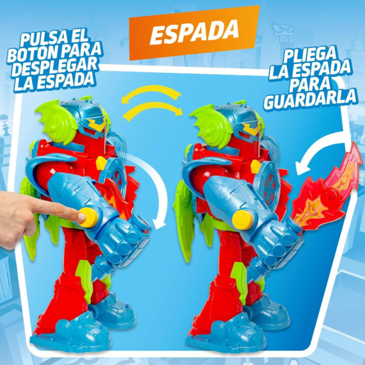 SUPERTHINGS Kazoom Power Titan Fury, robot con Kid Fury exclusivo y 3 proyectiles