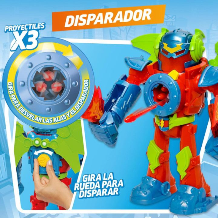 SUPERTHINGS Kazoom Power Titan Fury, robot con Kid Fury exclusivo y 3 proyectiles