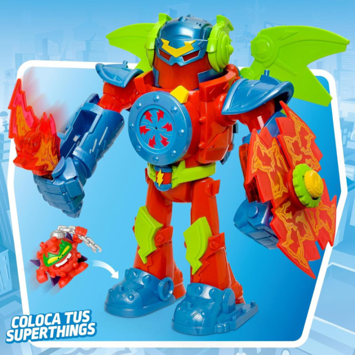 SUPERTHINGS Kazoom Power Titan Fury, robot con Kid Fury exclusivo y 3 proyectiles